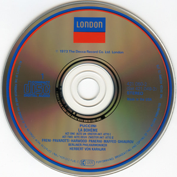 Giacomo Puccini, Mirella Freni, Luciano Pavarotti, Elizabeth Harwood, Nicolai Ghiaurov, Herbert von Karajan, Berliner Philharmoniker : La Bohème (Box, Album, RE, Sli + 2xCD, RE, RM)