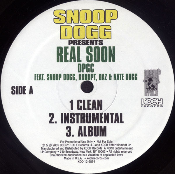 Snoop Dogg Presents D.P.G. - Real Soon / Remember Me (12") (VG) - Endless Media