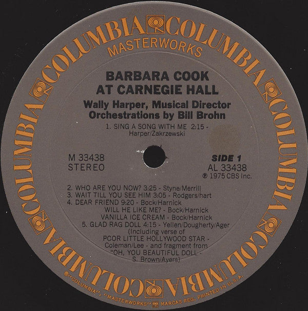 Barbara Cook - Barbara Cook At Carnegie Hall (LP) (VG) - Endless Media