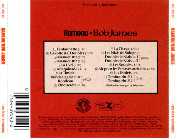 Bob James : Rameau (CD, Album, RE)