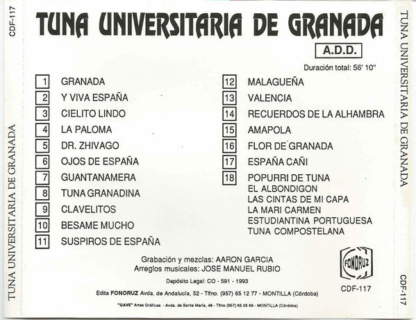 Tuna Universitaria de Granada : Tuna Universitaria de Granada (CD, Album)