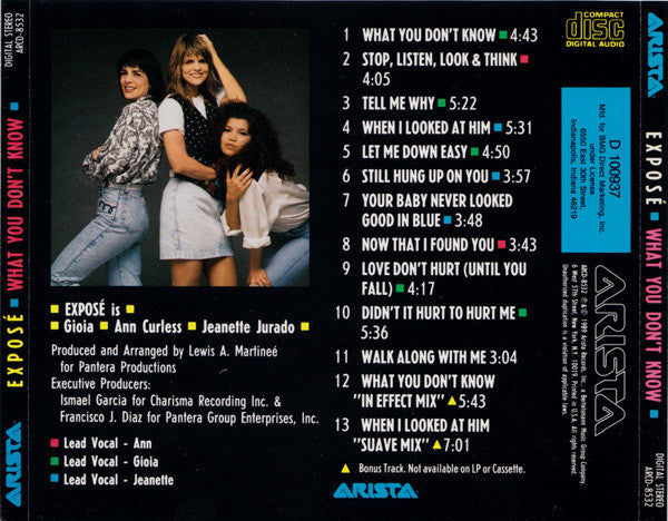 Exposé : What You Don't Know (CD, Album, Club)