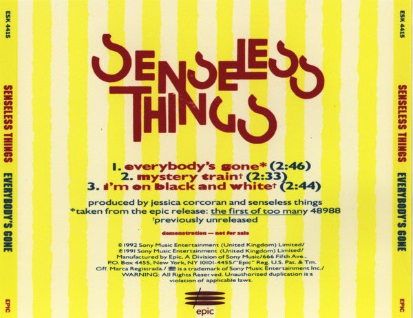 Senseless Things - Everybody's Gone (CD) (VG+) - Endless Media