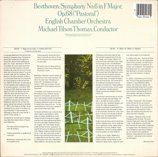 Ludwig van Beethoven - English Chamber Orchestra, Michael Tilson Thomas - Symphony No. 6 "Pastoral" (LP) (VG) - Endless Media