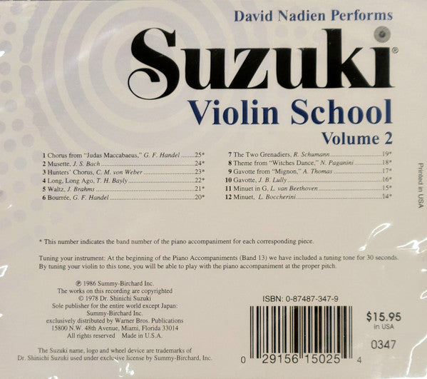 Shinichi Suzuki (2), David Nadien : Suzuki Violin School, Volume 2 (CD)