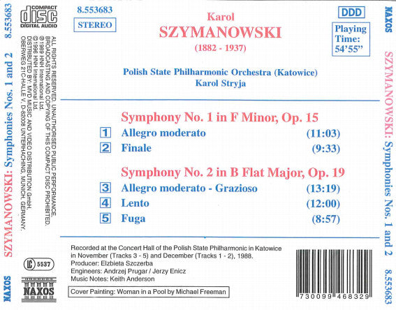 Karol Szymanowski - Orkiestra Symfoniczna Filharmonii Śląskiej, Karol Stryja : Symphonies Nos. 1 And 2 (CD, Album, RE)
