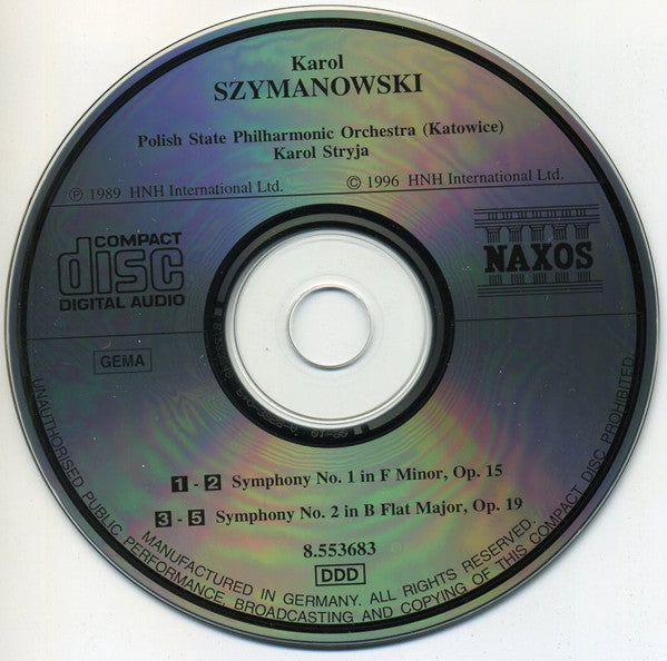 Karol Szymanowski - Orkiestra Symfoniczna Filharmonii Śląskiej, Karol Stryja : Symphonies Nos. 1 And 2 (CD, Album, RE)