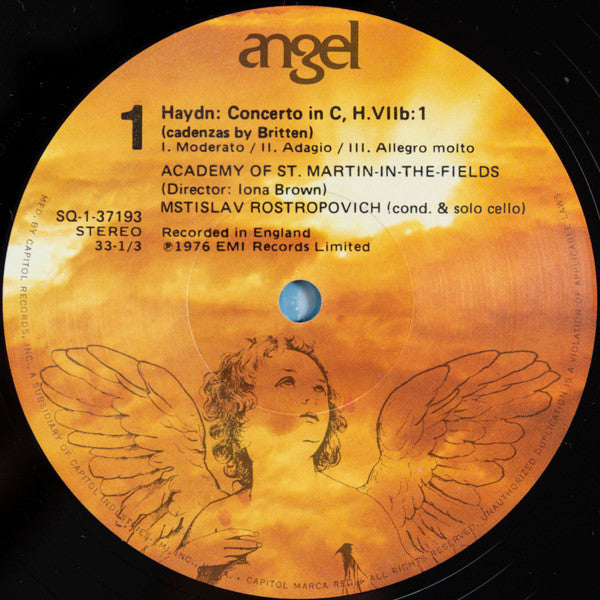 Joseph Haydn - Mstislav Rostropovich, The Academy Of St. Martin-in-the-Fields Directed By Iona Brown : The Cello Concertos D Major & C Major (LP, Quad)