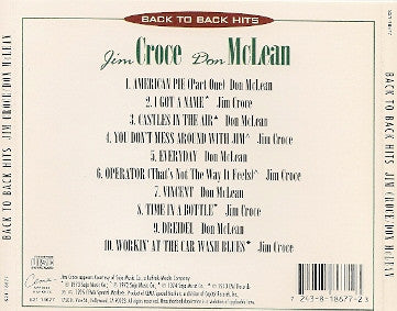 Jim Croce / Don McLean : Back To Back Hits (CD, Comp)