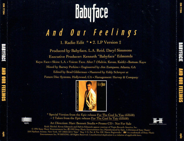 Babyface : And Our Feelings (CD, Single, Promo)