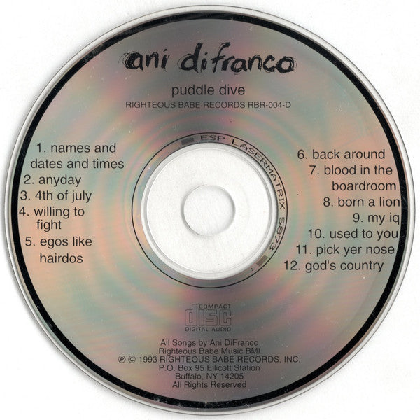 Ani DiFranco : Puddle Dive (CD, Album, RP)