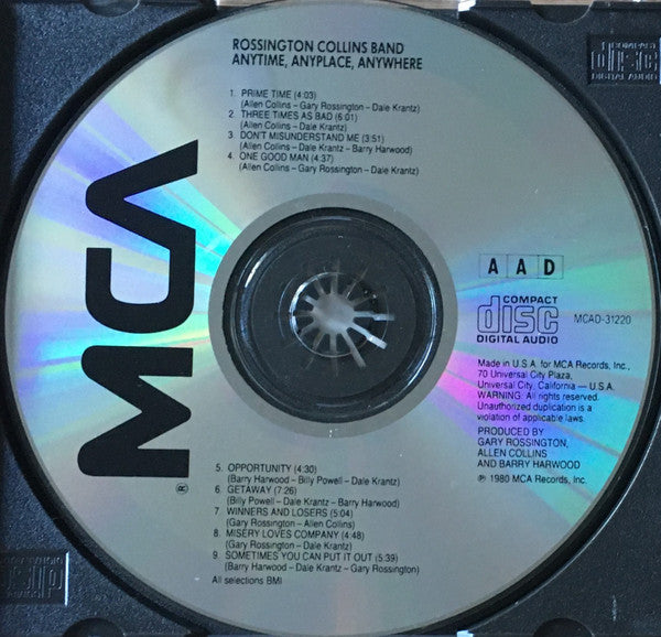 Rossington Collins Band : Anytime, Anyplace, Anywhere (CD, Album)