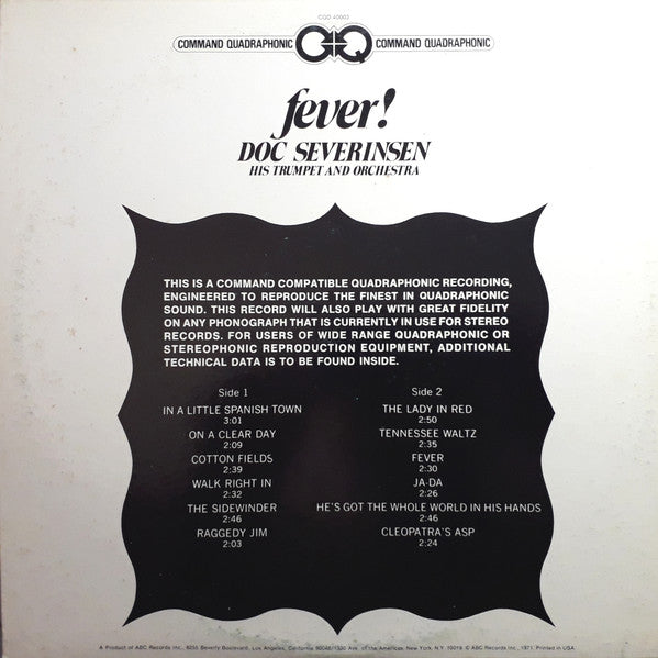 Doc Severinsen And His Orchestra : Fever! (LP, Quad, RE, Gat)
