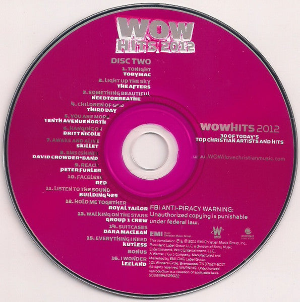 Various : WOW Hits 2012 (30 Of Today's Top Christian Artists And Hits) (2xCD, Comp)