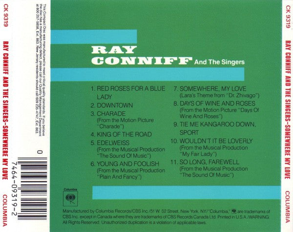 Ray Conniff And The Singers : Somewhere My Love And Other Great Hits (CD, Album, RE)