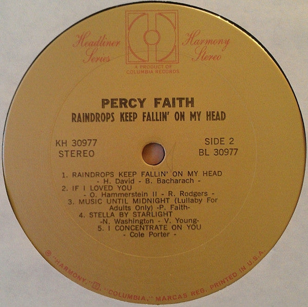 Percy Faith - Raindrops Keep Fallin' On My Head (LP) (G+) - Endless Media