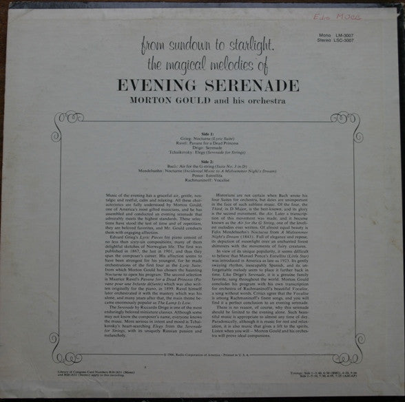 Morton Gould And His Orchestra - Evening Serenade (LP) (VG) - Endless Media