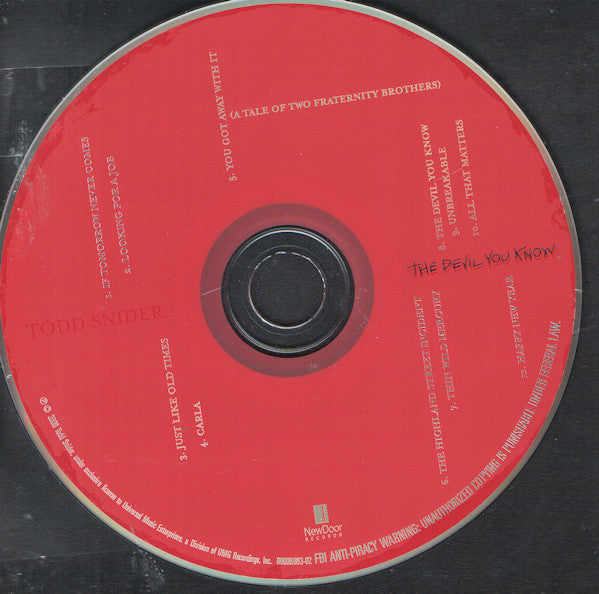Todd Snider : The Devil You Know (CD, Album)