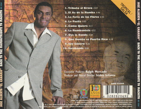 José Alberto 'El Canario' : Back To The Mambo. Tribute To Machito (CD)