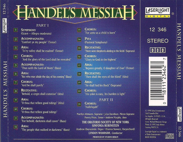 The Oratorio Society Of New York : Handel's Messiah: Highlights (CD)
