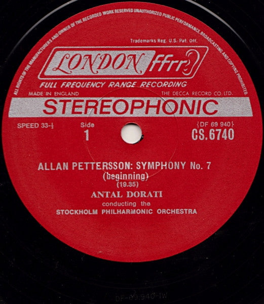 Allan Pettersson, Antal Dorati, Stockholms Filharmoniska Orkester : Symphony No. 7 (LP, Album)