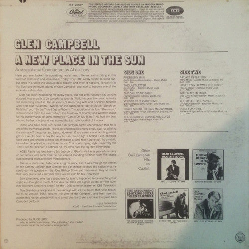 Glen Campbell - A New Place In The Sun (LP) (G+) - Endless Media