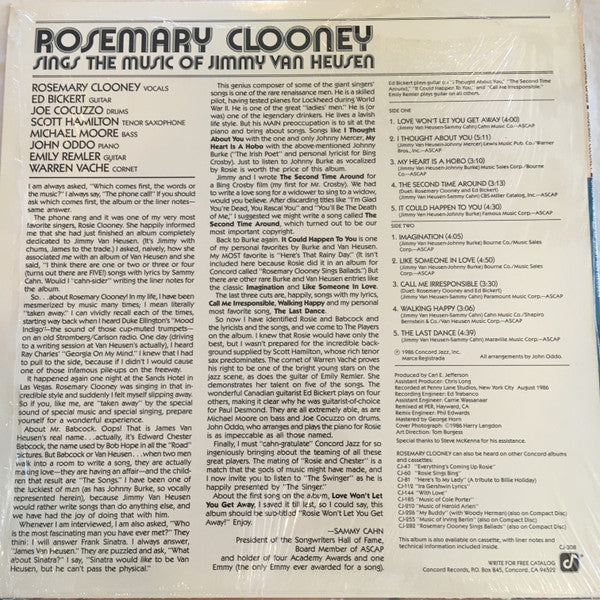 Rosemary Clooney - Rosemary Clooney Sings The Music Of Jimmy Van Heusen (Album) (VG+) - Endless Media