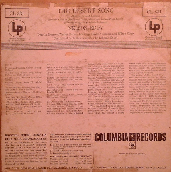 Nelson Eddy With Doretta Morrow : The Desert Song (LP, Album, Mono, RE)