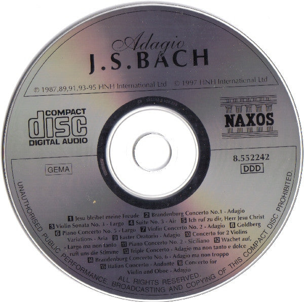 Johann Sebastian Bach : Adagio J.S. Bach (CD, Comp)