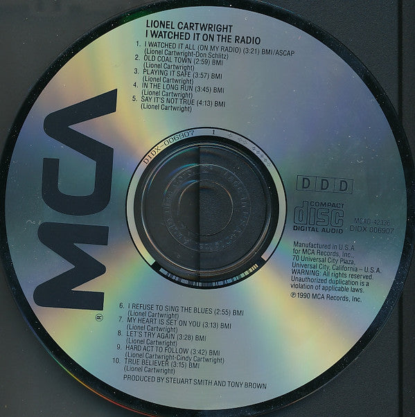 Lionel Cartwright : I Watched It On The Radio (CD, Album)