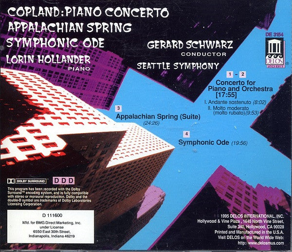 Aaron Copland, Lorin Hollander, Gerard Schwarz : Piano Concerto; Appalachian Spring: Symphonic Ode  (CD, Album, Club, Multichannel)