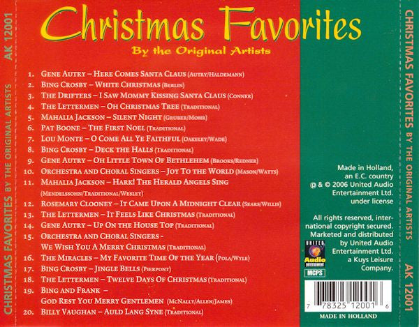 Various : Christmas Favorites By The Original Artists (CD, Comp)