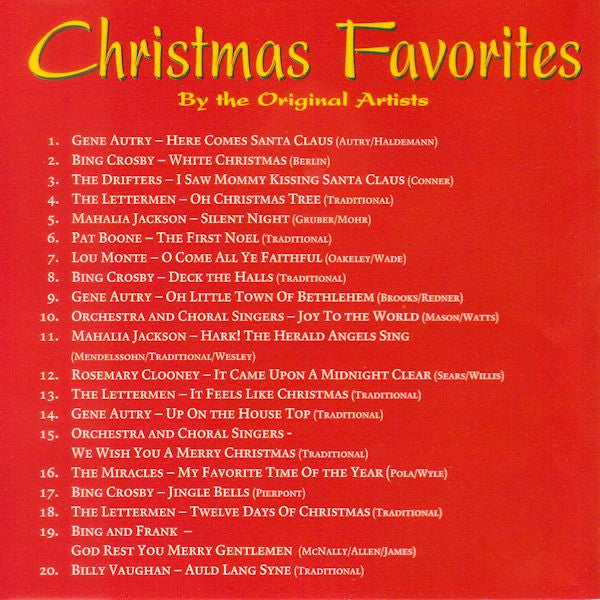 Various : Christmas Favorites By The Original Artists (CD, Comp)