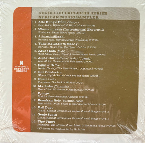 Various : Nonesuch Explorer Series African Music Sampler (CD, Comp, Promo)