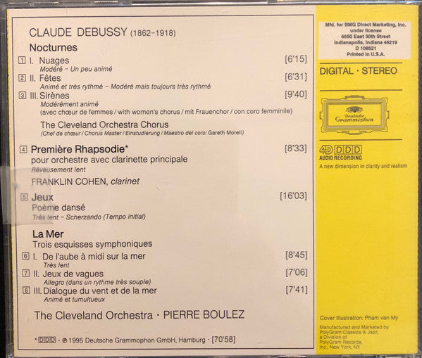 Claude Debussy • The Cleveland Orchestra • Pierre Boulez : La Mer • Nocturnes • Jeux • Rhapsodie Pour Clarinette Et Orchestre (CD, Club)