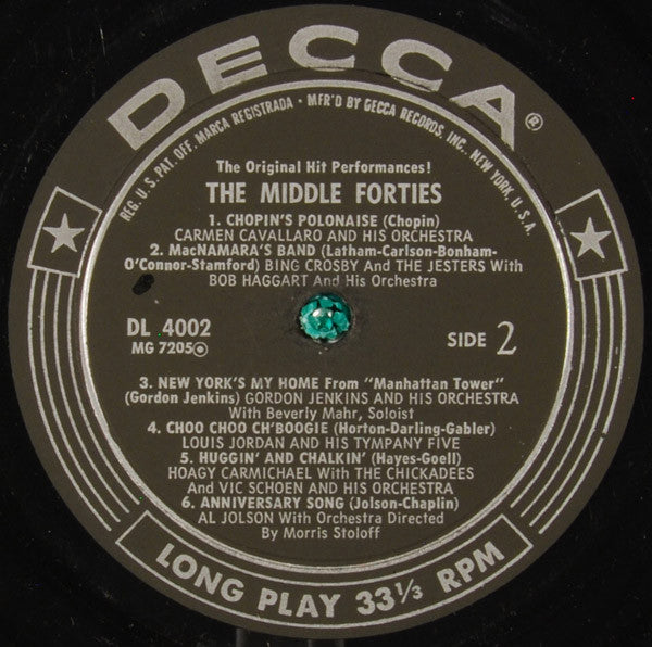 Various - The Original Hit Performances! The Middle Forties (LP) (G) - Endless Media