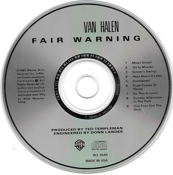 Van Halen : Fair Warning (CD, Album, Club, RE)