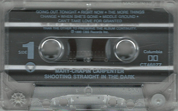 Mary Chapin Carpenter : Shooting Straight In The Dark (Cass, Album)