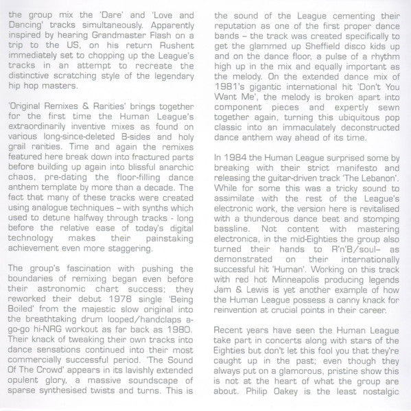 The Human League : Original Remixes & Rarities (CD, Comp)