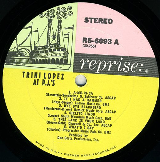 Trini Lopez : Trini Lopez At PJ's (LP, Album)