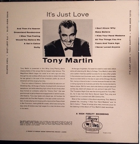 Tony Martin - It's Just Love (LP) (VG) - Endless Media