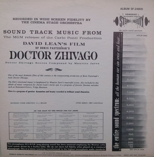 The Cinema Sound Stage Orchestra - Sound Track Music From Doctor Zhivago (LP) (VG+) - Endless Media