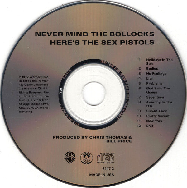 Sex Pistols : Never Mind The Bollocks Here's The Sex Pistols (CD, Album, RE)