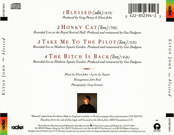 Elton John : Blessed (CD, Single)