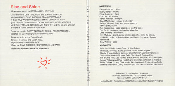 Raffi (2) With Ken Whiteley : Rise And Shine (CD, Album)