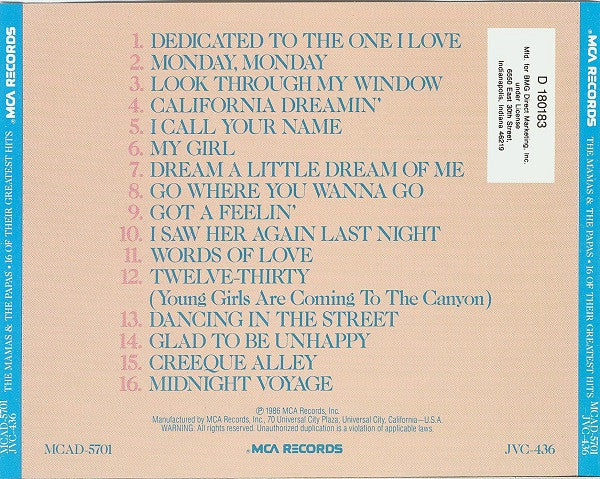 The Mamas & The Papas : 16 Of Their Greatest Hits (CD, Comp, Club, RE, RM)