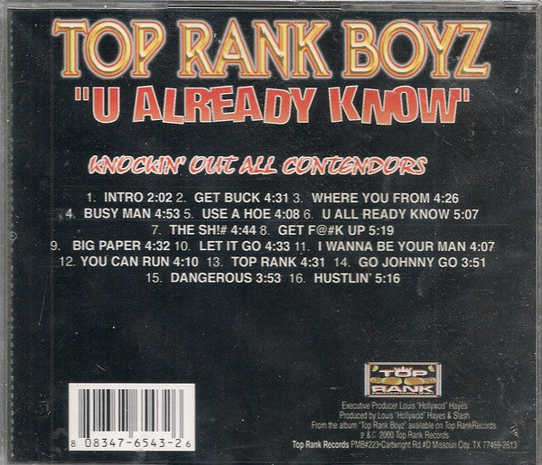 Top Rank Boyz : U Already Know (CD, Album)