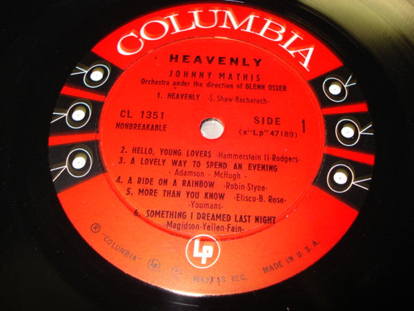 Johnny Mathis : Heavenly (LP, Album, Mono)