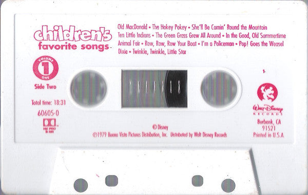 Larry Groce And The Disneyland Children's Sing-Along Chorus : Children's Favorite Songs Volume One (Cass, Album, RE)