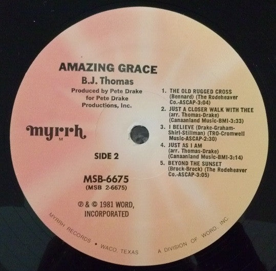 B.J. Thomas - Amazing Grace (LP) (VG) - Endless Media